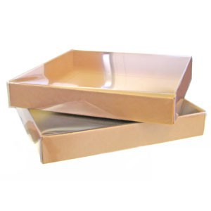 小さなクラフト茶色の紙箱透明ふた付き-梱包箱問屋・仕入れ・卸・卸売り