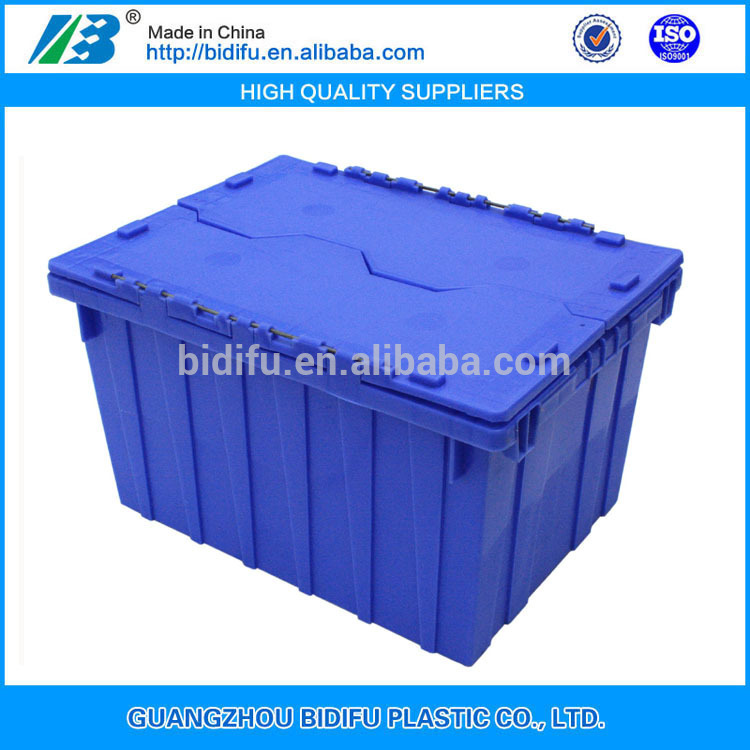 農業プラスチッククレートスタックとネストの木箱のトートプラスチックふたが付いているプラスチック製の付属- 蓋貯蔵容器-かご問屋・仕入れ・卸・卸売り