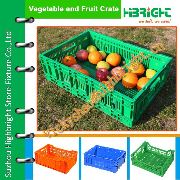 折り畳み式の果物のプラスチッククレート/のためのリンゴとオレンジのストレージクレート-かご問屋・仕入れ・卸・卸売り