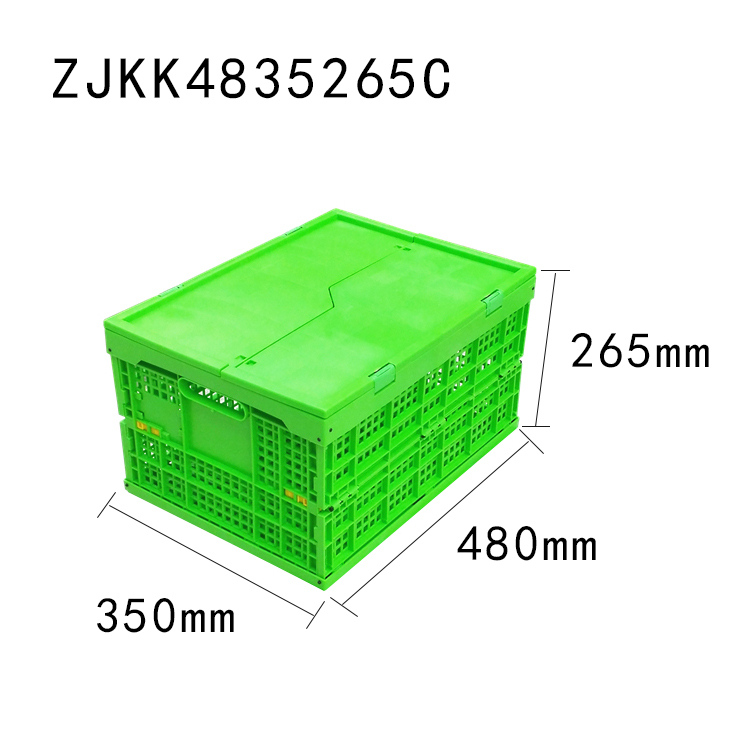 カスタマイズされた順序を受け入れる480*350*265mmプラスチック材料ストレージクレートメッシュスタイルふたが付いている-かご問屋・仕入れ・卸・卸売り