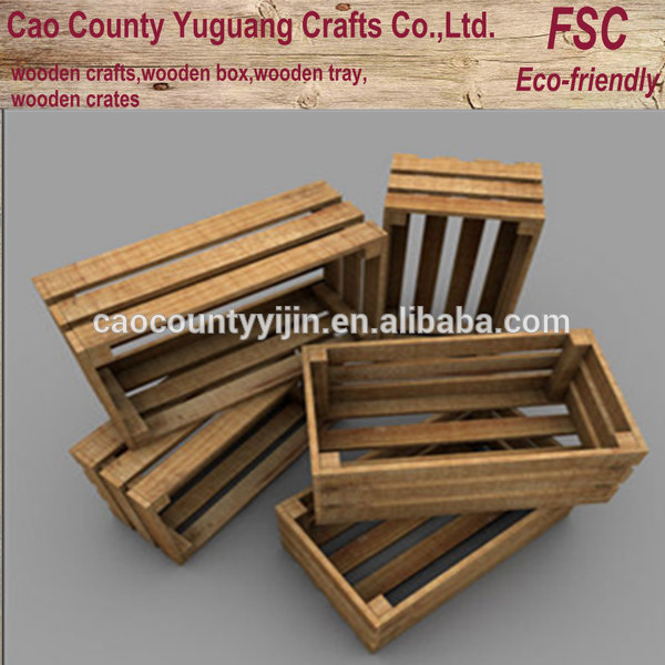 Woodentomatoクレート、木製キュウリクレート、アンティックフルーツクレート-かご問屋・仕入れ・卸・卸売り