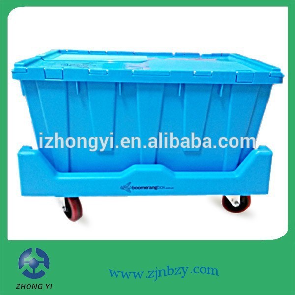 プラスチック製のターンオーバーの容器ふた付き・ドリー-かご問屋・仕入れ・卸・卸売り