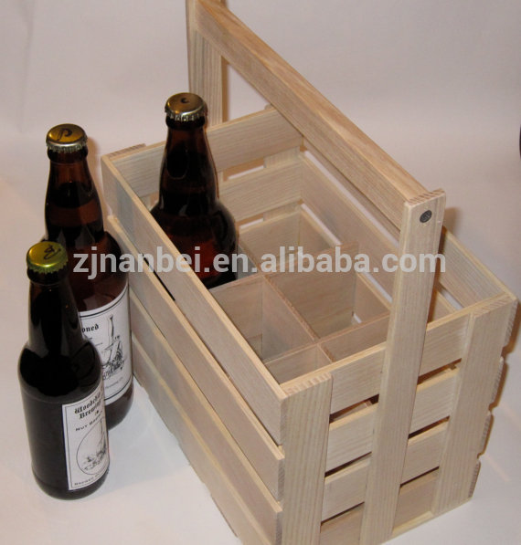 カスタム木製ビールボトルクレートでハンドル-かご問屋・仕入れ・卸・卸売り