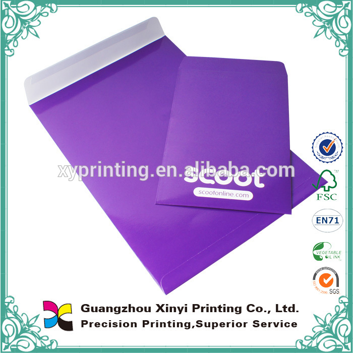カスタム装飾的な紙の印刷標準サイズエンベロープ卸売紫色の防水-郵送用封筒問屋・仕入れ・卸・卸売り