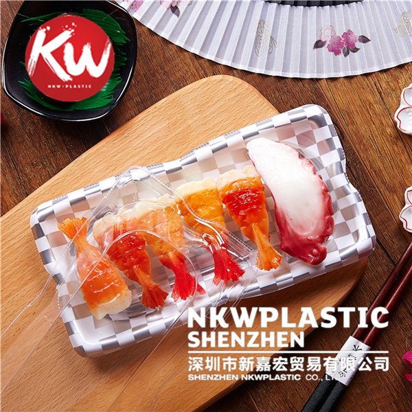 プラスチック製の使い捨てkw-0006透明ふた付き寿司トレイ-包装用トレー問屋・仕入れ・卸・卸売り