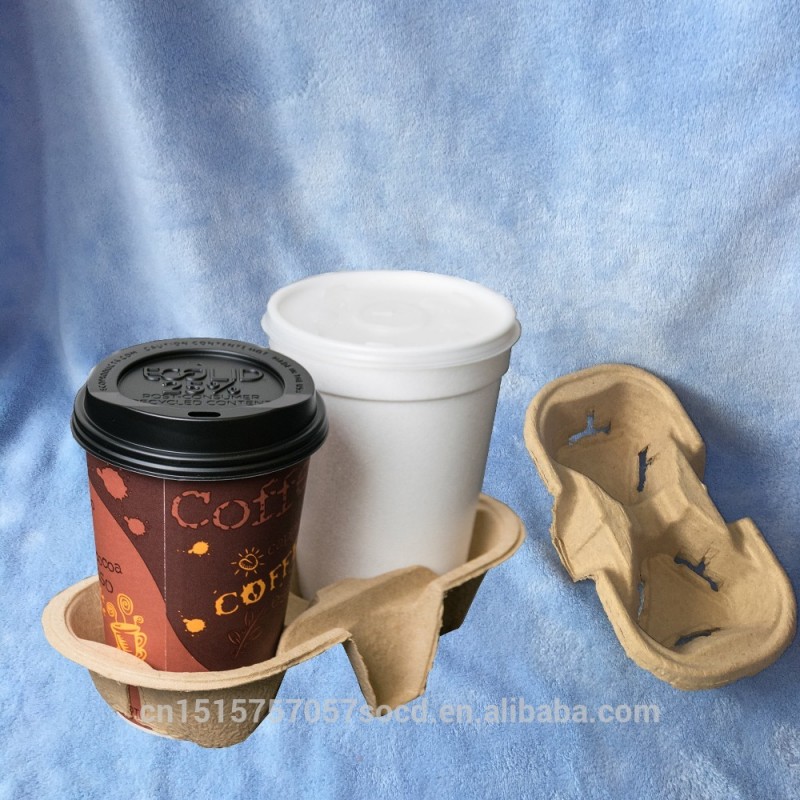 2カップ成形パルプ繊維飲料キャリアトレイ-包装用トレー問屋・仕入れ・卸・卸売り