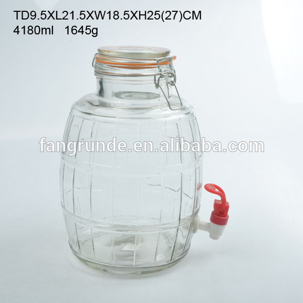 耐久性のある家庭用製品4.2リットル蛇口付きガラス保存瓶と蓋-瓶、容器類問屋・仕入れ・卸・卸売り