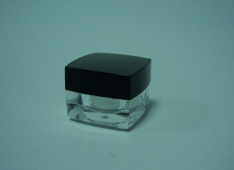 正方形の黒いキャップ化粧品のプラスチックpsクリームジャー-瓶、容器類問屋・仕入れ・卸・卸売り