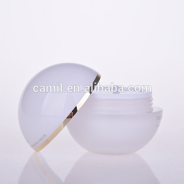 白い色50mlボールの形のアクリル高級化粧品容器ジャー卸売-瓶、容器類問屋・仕入れ・卸・卸売り