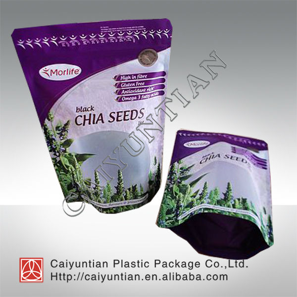 黒のチア種子は、 ジッパー袋スタンドアップ底マチ付き/customized設計案食品包装袋-包装袋問屋・仕入れ・卸・卸売り