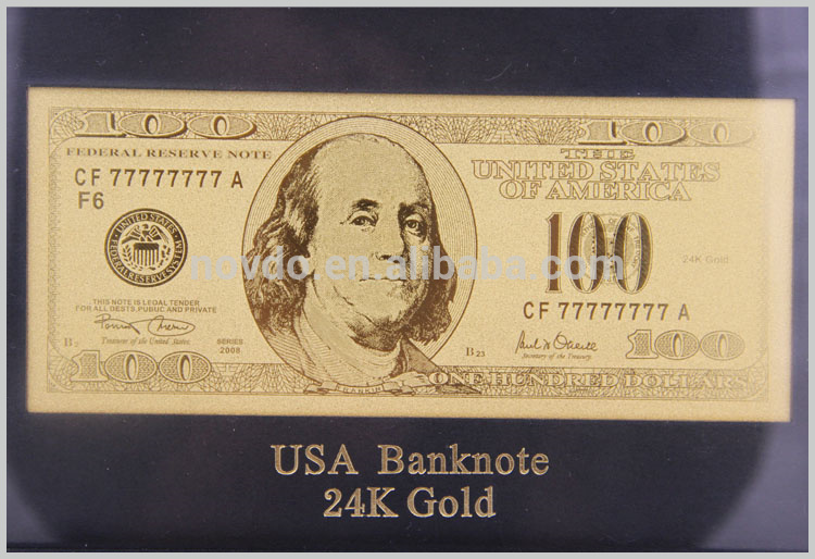 ドル紙幣24kの金箔、 熱い販売の紙幣のコレクション用フレーム付-転写箔問屋・仕入れ・卸・卸売り