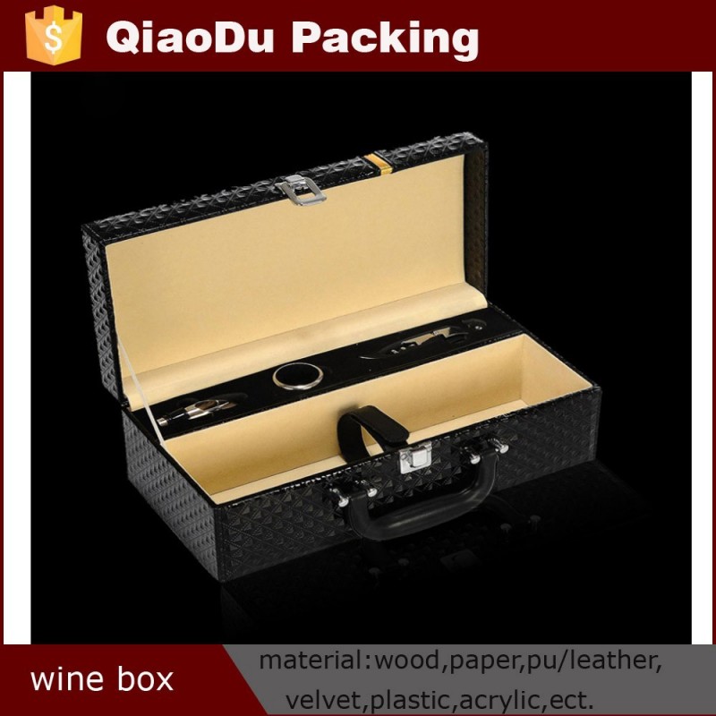 puレザーワインボックス、 シングルボトル革のワインのキャリア-梱包箱問屋・仕入れ・卸・卸売り