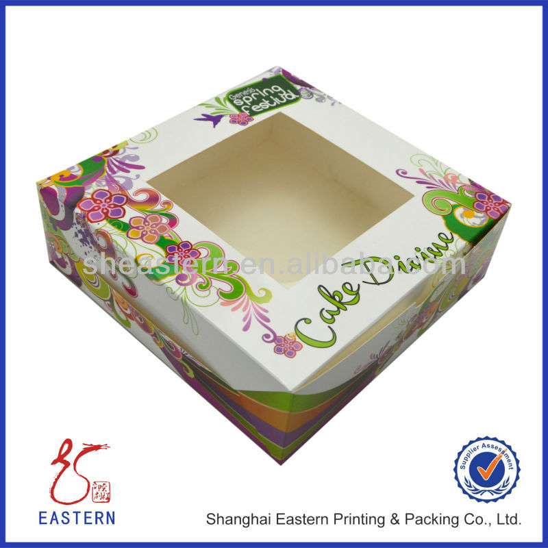 カスタムハンドル付き紙のケーキボックス/ケーキの箱のデザイン-梱包箱問屋・仕入れ・卸・卸売り