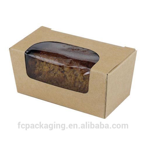 茶色のクラフト紙使い捨てシングルケーキ透明な窓付きボックス-梱包箱問屋・仕入れ・卸・卸売り