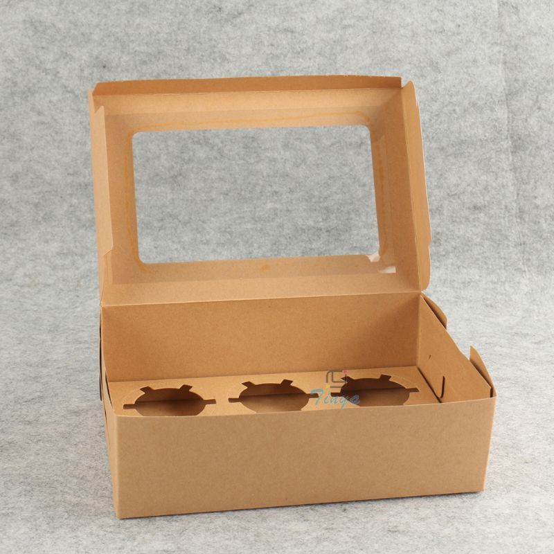 カップケーキの包装茶色のクラフトボックスがヒン-梱包箱問屋・仕入れ・卸・卸売り