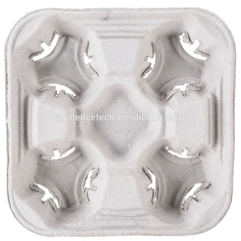 使い捨ての生分解性パルプ繊維ppaer4カップキャリアoemデザイン紙コップカップ用トレイキャリア-梱包箱問屋・仕入れ・卸・卸売り