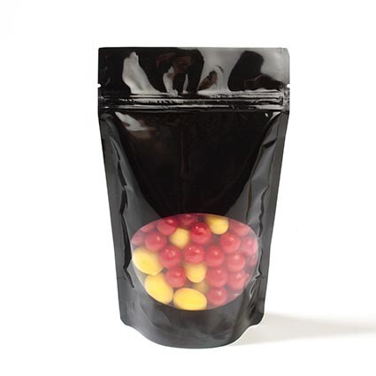 黒zip鍵付きバッグのための透明な窓キャンディーとナッツ-包装袋問屋・仕入れ・卸・卸売り