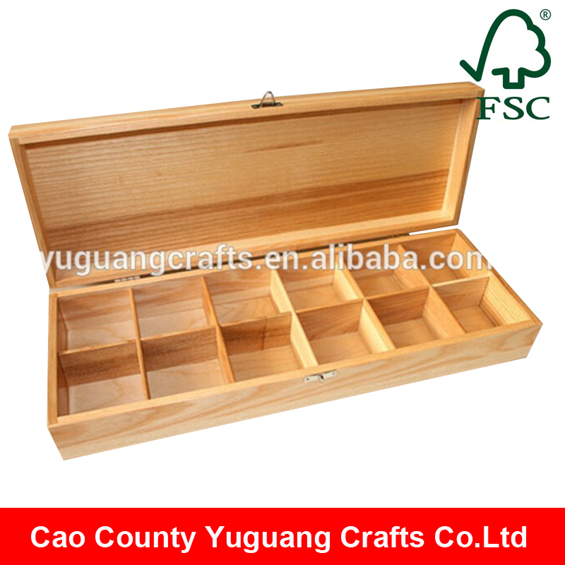 Yuguang工芸e-チェック手作り木製茶箱で12コンパートメント-梱包箱問屋・仕入れ・卸・卸売り