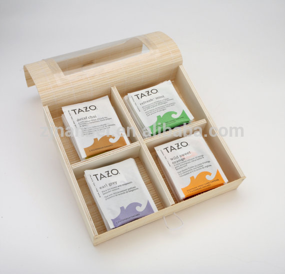 カスタムロゴ4コンパートメント木製茶ディスプレイボックス-梱包箱問屋・仕入れ・卸・卸売り