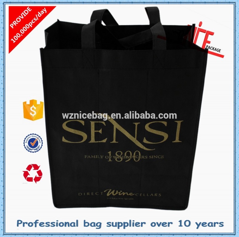 alibabaの熱い販売のキャリングバッグ6パックワイングラス、 不織布を分割は、 ワインのトートバッグ卸売-包装袋問屋・仕入れ・卸・卸売り