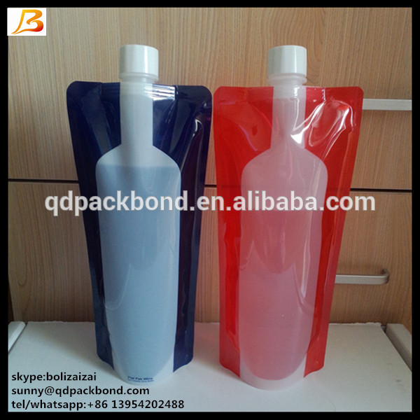 アマゾン熱い販売bpaフリー750ミリリットル折りたたみプラスチックワイン注ぎ口ポーチバッグ/折りたたみ旅行ワインボトルフラスコバッグ-ボトル問屋・仕入れ・卸・卸売り