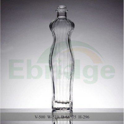 500ミリリットルアルコールボトル、ボディ形ガラス酒ボトル-ボトル問屋・仕入れ・卸・卸売り