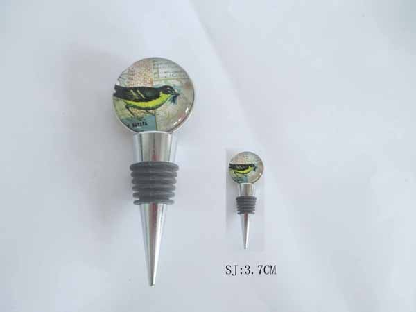 ヴィンテージ鳥のガラスのラウンド形状ボトルストッパー、 装飾的なmetalbottleストッパー-ふた、キャップ類問屋・仕入れ・卸・卸売り