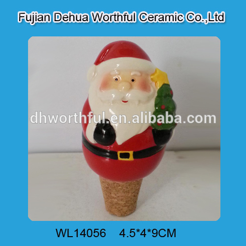 安いセラミック装飾的なクリスマスのワインボトルストッパーでサンタクロースの形-ふた、キャップ類問屋・仕入れ・卸・卸売り