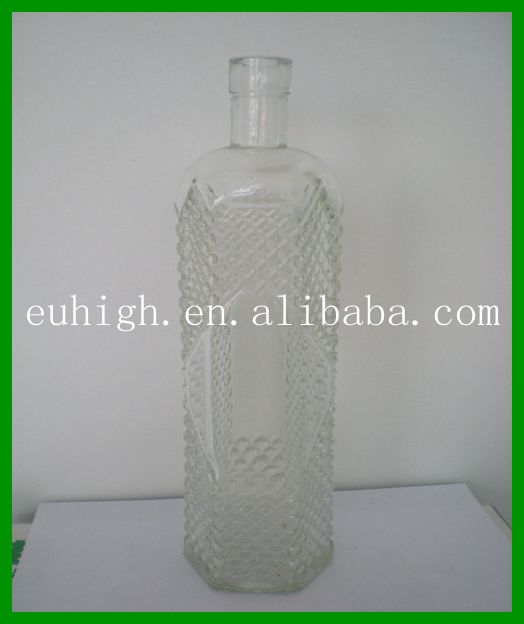透明なガラスボトルエンボス模様でバヨネット-ボトル問屋・仕入れ・卸・卸売り