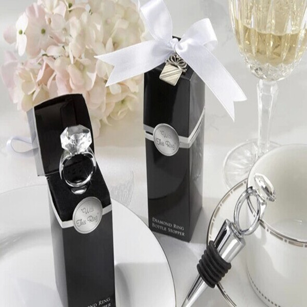 創造的な装飾的な結婚式の好意2014年結晶ダイヤモンドリングのボトルストッパー-ふた、キャップ類問屋・仕入れ・卸・卸売り