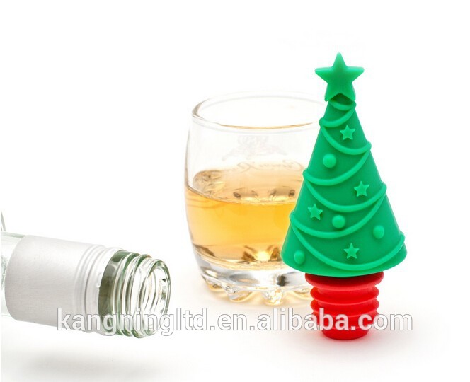 クリスマスツリーのシリコンボトルストッパー/siliconeボトルセーバー/再利用可能なシリコンボトルのキャップ・シリコーンボトルコルク-ふた、キャップ類問屋・仕入れ・卸・卸売り