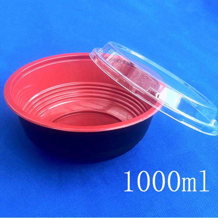 1000ミリリットル使い捨てdonburiボウル赤で蓋-パッケージカップ、ボーリング問屋・仕入れ・卸・卸売り