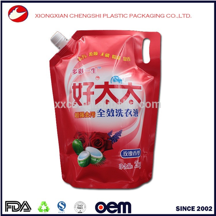 中国メーカー液体立ち上がるポーチでスパウト用液体石鹸、洗濯洗剤包装-包装袋問屋・仕入れ・卸・卸売り