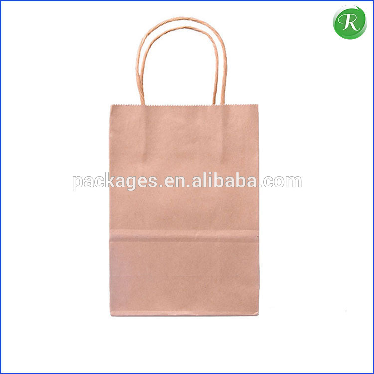 リサイクル茶色のクラフト正方形の底と紙のハンドルの袋-包装袋問屋・仕入れ・卸・卸売り