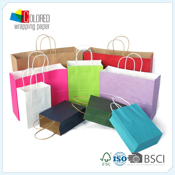 2016 プロモーション白と ブラウン クラフト紙ギフト バッグ と紙ショッピング バッグ で通関ロゴ と印刷-包装袋問屋・仕入れ・卸・卸売り
