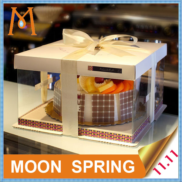 余姚市moonspringホットカスタム透明なプラスチックの箱、 プラスチック製のケーキボックス-梱包箱問屋・仕入れ・卸・卸売り