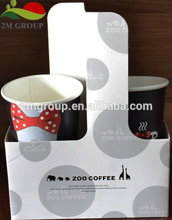 カスタム印刷された段ボール2個コーヒーカップドリンクハンドル付き-包装袋問屋・仕入れ・卸・卸売り