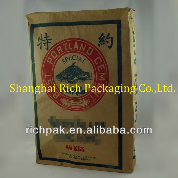 セメント紙袋の茶色のクラフト45kg/sackバルブ付き-包装袋問屋・仕入れ・卸・卸売り