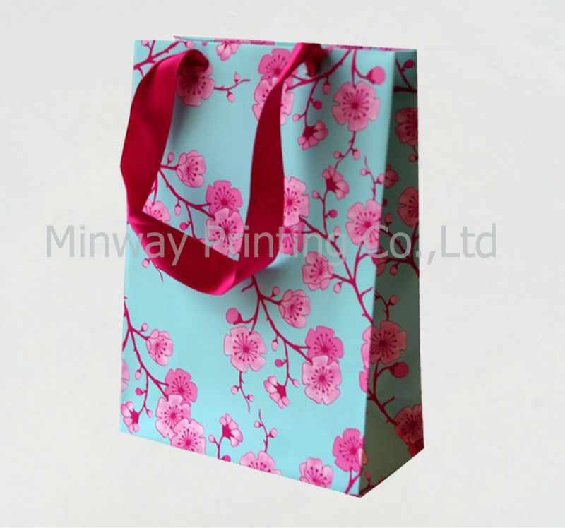 カスタマイズされたカラフルなショッピング紙袋ギフトバッグが付いているピンクのサテンリボンハンドル高品質-包装袋問屋・仕入れ・卸・卸売り