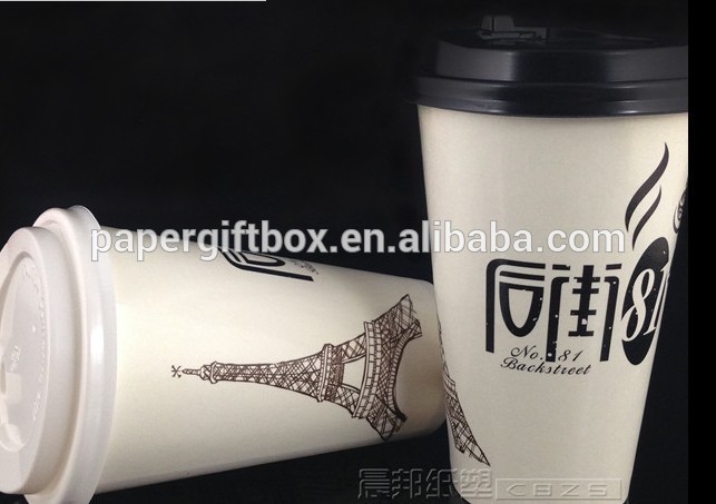 カスタマイズされたロゴプリント黒蓋のコーヒーカップ二重壁-パッケージカップ、ボーリング問屋・仕入れ・卸・卸売り