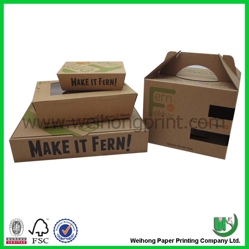 熱い販売リサイクル茶色のクラフト紙食品ボックス-梱包箱問屋・仕入れ・卸・卸売り