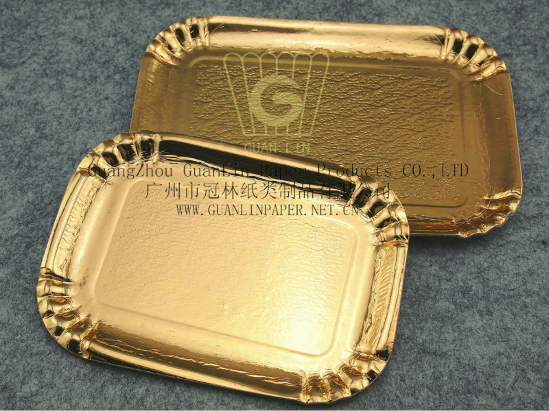 黄金の用紙トレイ/ヨーロッパのデザイン紙皿-紙コップ問屋・仕入れ・卸・卸売り