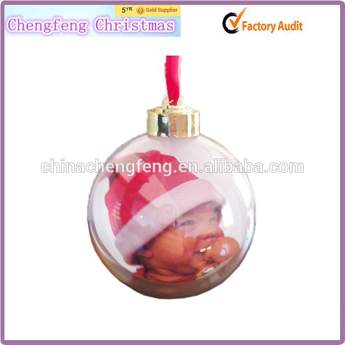 透明なオープンプラスチック昇進のクリスマスの写真のボール-クリスマスデコレーション用品問屋・仕入れ・卸・卸売り