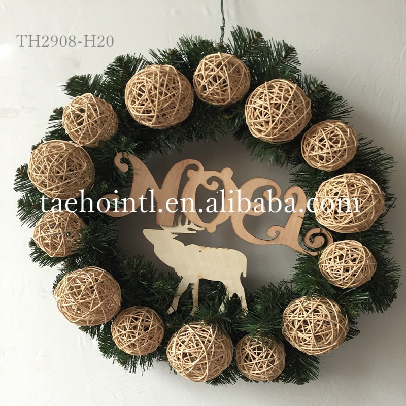 ナチュラル籐クリスマス リース pvc装飾花輪-装飾用花&花網問屋・仕入れ・卸・卸売り
