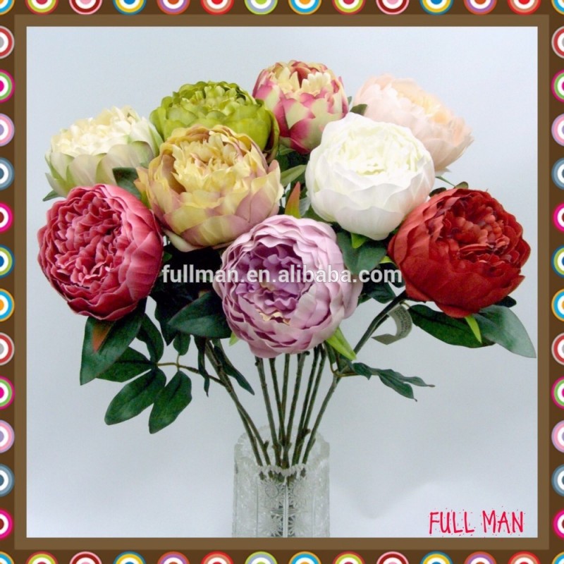 繊細な人工幹シルクフラワーシングルシャクヤクの花-装飾用花&花網問屋・仕入れ・卸・卸売り
