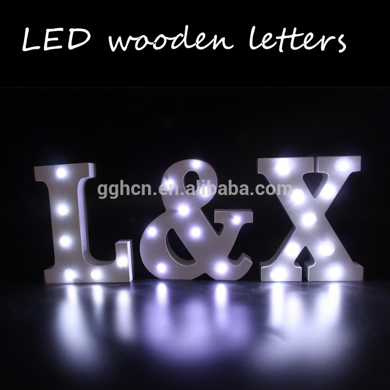 ホワイト木製レターledマーキーサインアルファベットライトアップ夜ライト屋内壁配給文字ライト-イベント＆パーティー用品問屋・仕入れ・卸・卸売り