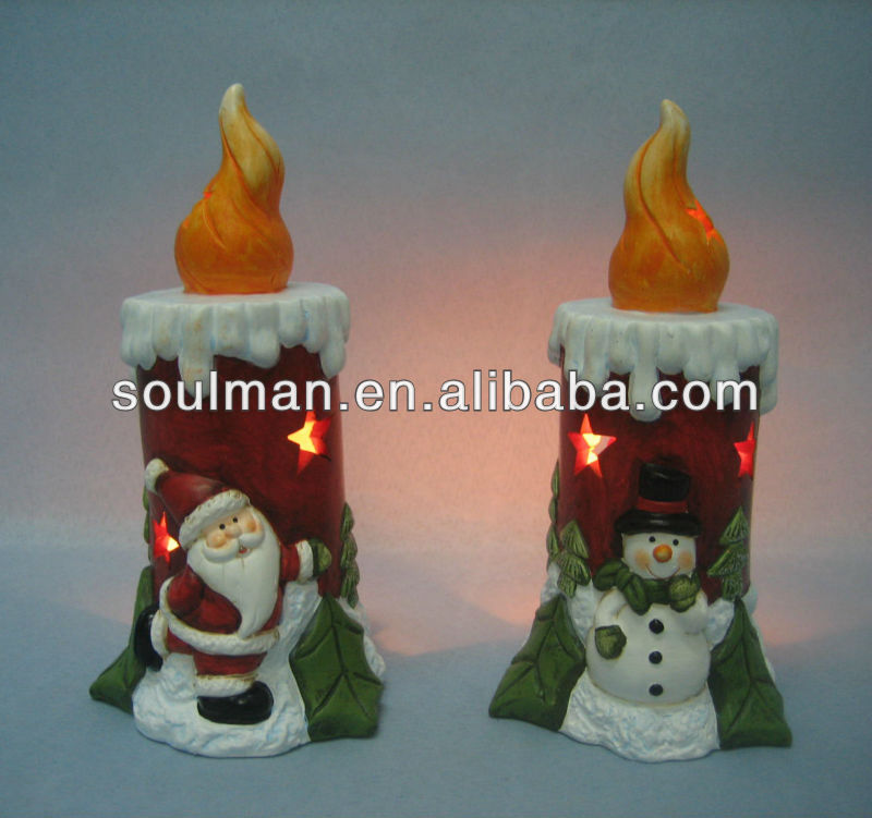 2016新しいホットクリスマスセラミック陶器クリスマスサンタクロースと雪だるまキャンドルギフトキャンドルホルダーホームデコレーション-クリスマスデコレーション用品問屋・仕入れ・卸・卸売り