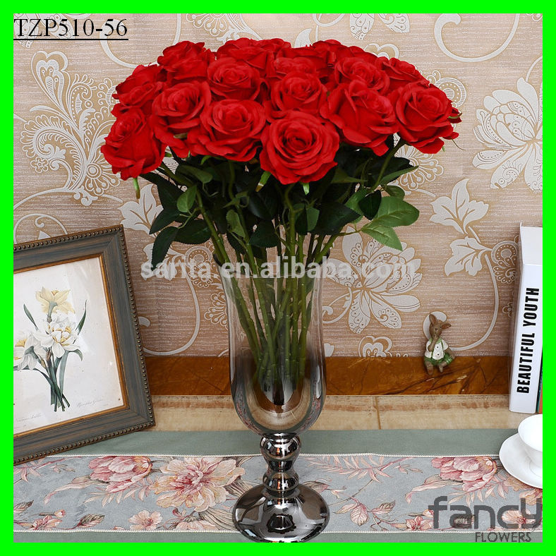 義烏造花の製造業者を作る52センチメートル赤いバラの花の高さ-装飾用花&花網問屋・仕入れ・卸・卸売り