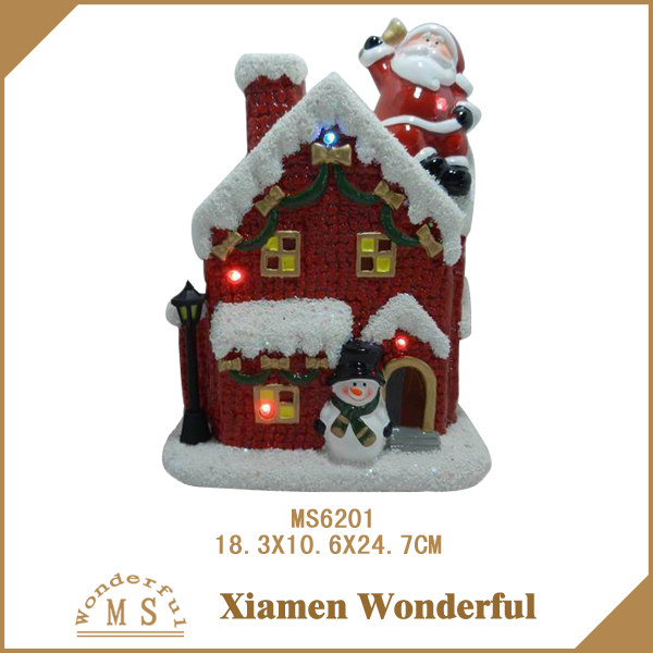 2016新しい デザイン chirstmas の装飾テラコッタ ハウス形状キャンドル ホルダー付き led ライト-クリスマスデコレーション用品問屋・仕入れ・卸・卸売り