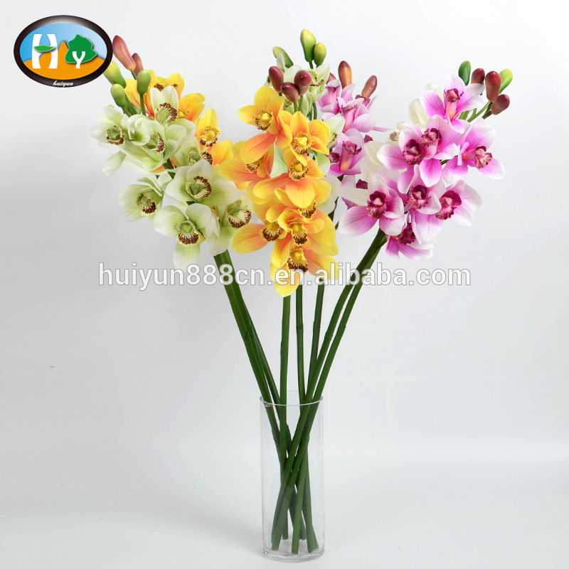 ホット販売リアルタッチシングルステムシンビジウム人工蘭の花装飾用-装飾用花&花網問屋・仕入れ・卸・卸売り